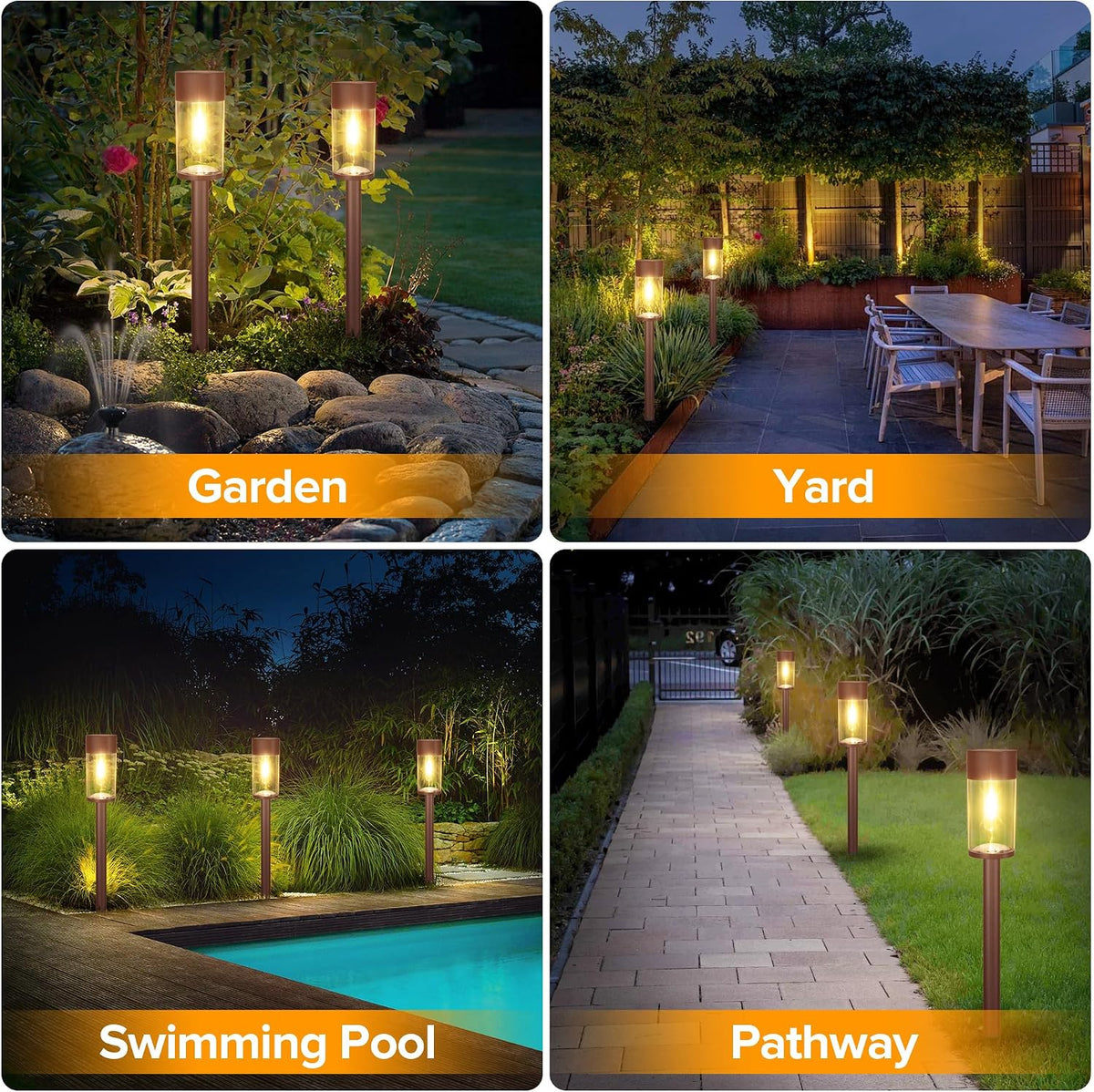 LumaPath Solar Pathway Lights (8-Pack, Bronze)