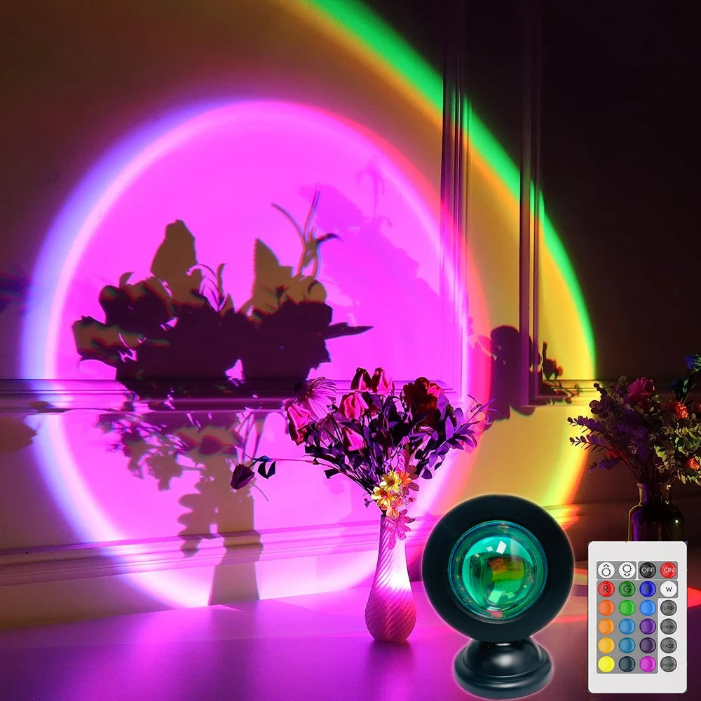 GlowSet Sunset Lamp Projector with Remote (16 Colors)