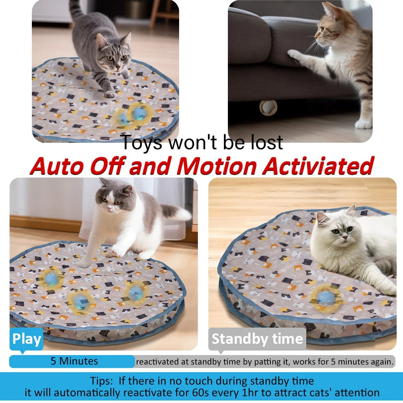 Interactive Cat Toys Ball Cover Set Fast Rolling in Pouch Hide and Seek Kitten Toy Motion Activated Interactive Cat Toy Indoor