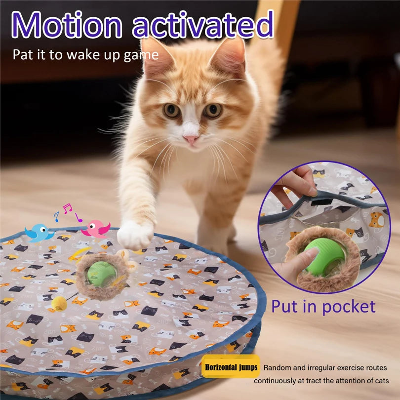 Interactive Cat Toys Ball Cover Set Fast Rolling in Pouch Hide and Seek Kitten Toy Motion Activated Interactive Cat Toy Indoor